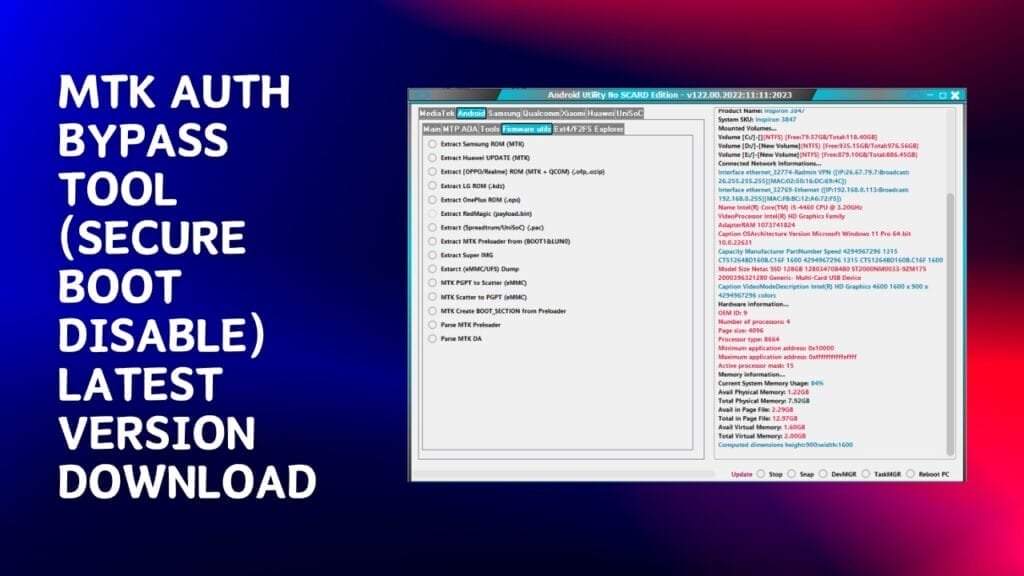 Mtk meta utility tool v122 and mtk auth bypass tool free download