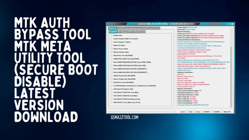 Mtk auth bypass tool mtk meta utility tool (secure boot disable) latest version download