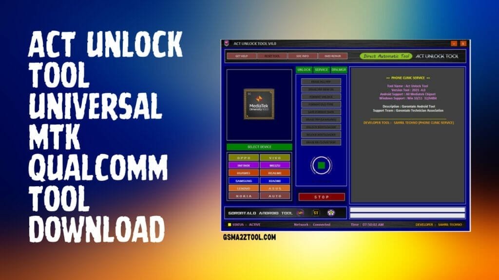 Act unlock tool v4. 0 free download for universal mtk and qualcomm devices