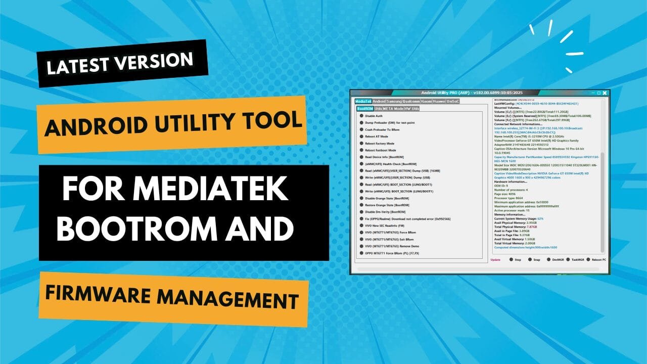 Android utility tool for mediatek bootrom and firmware management 1 Android utility tool